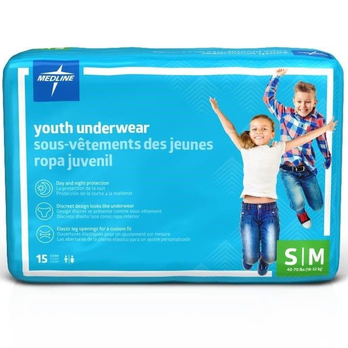 Medline Youth Protective Underwear, Small-Medium - Case of 60 - Image 1
