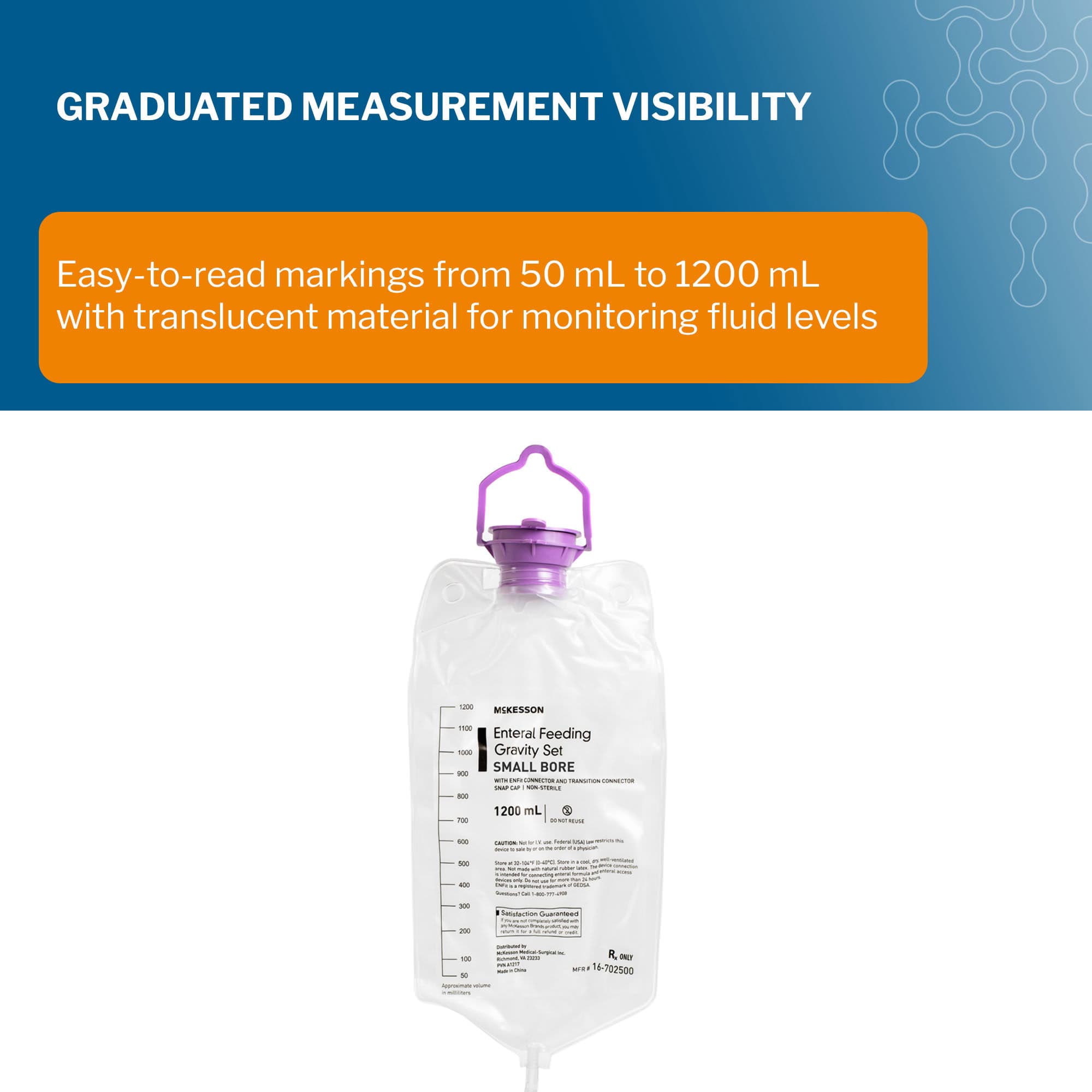 McKesson Gravity Feeding Bag Set with ENFit Connector - Image 5