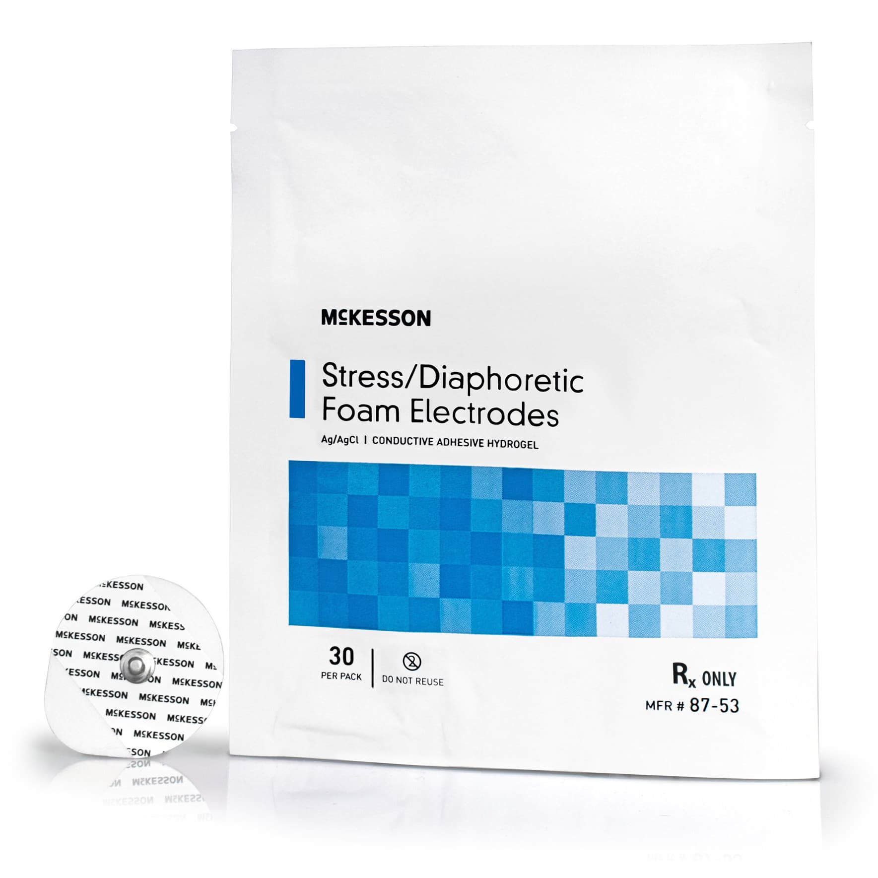 McKesson ECG Stress Testing Electrode Foam Backing Conductive Adhesive Gel Teardrop Disposable, - Package of 30 - Image 1