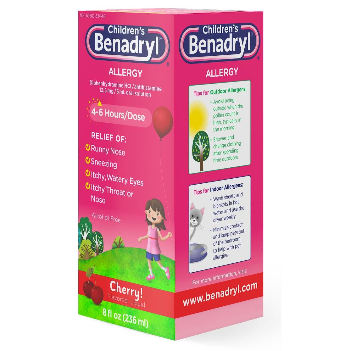 Children's Benadryl Allergy Liquid, 12.5 mg - Image 2