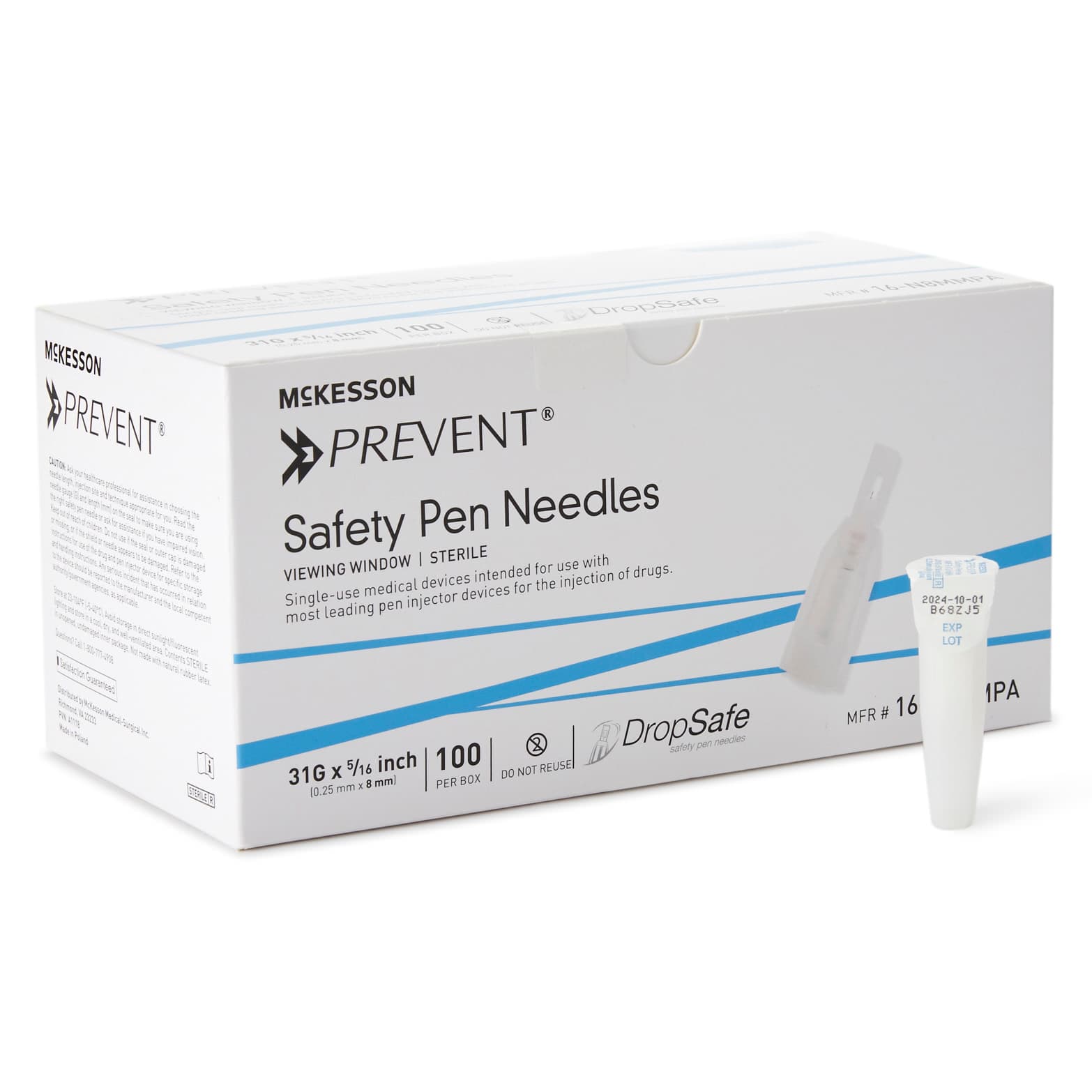 McKesson Prevent Safety Pen Needle, 5/16 Inch Length - Box of 100 - Image 1