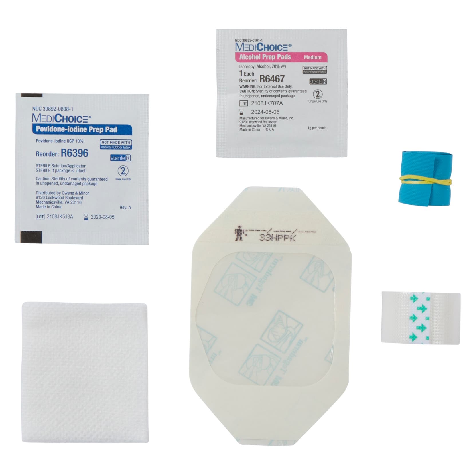Mckesson IV Start Kit with Tegaderm Dressing and PVP Prep Pad with TEGADERM - Case of 50 - Image 1