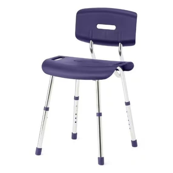 Medline Blue Shower Chair with Backrest, Microban Treated, 300 lbs Weight Capacity - Image 1