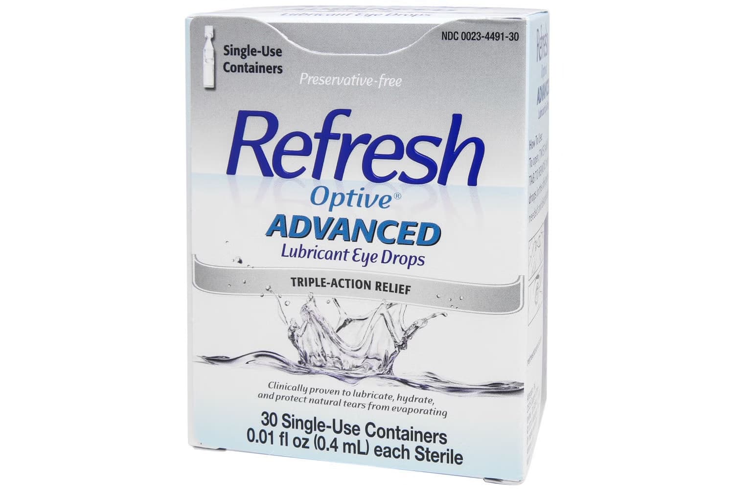 Refresh Optive Advanced Lubricant Eye Drops, 0.1 oz - Box of 30 - Image 1