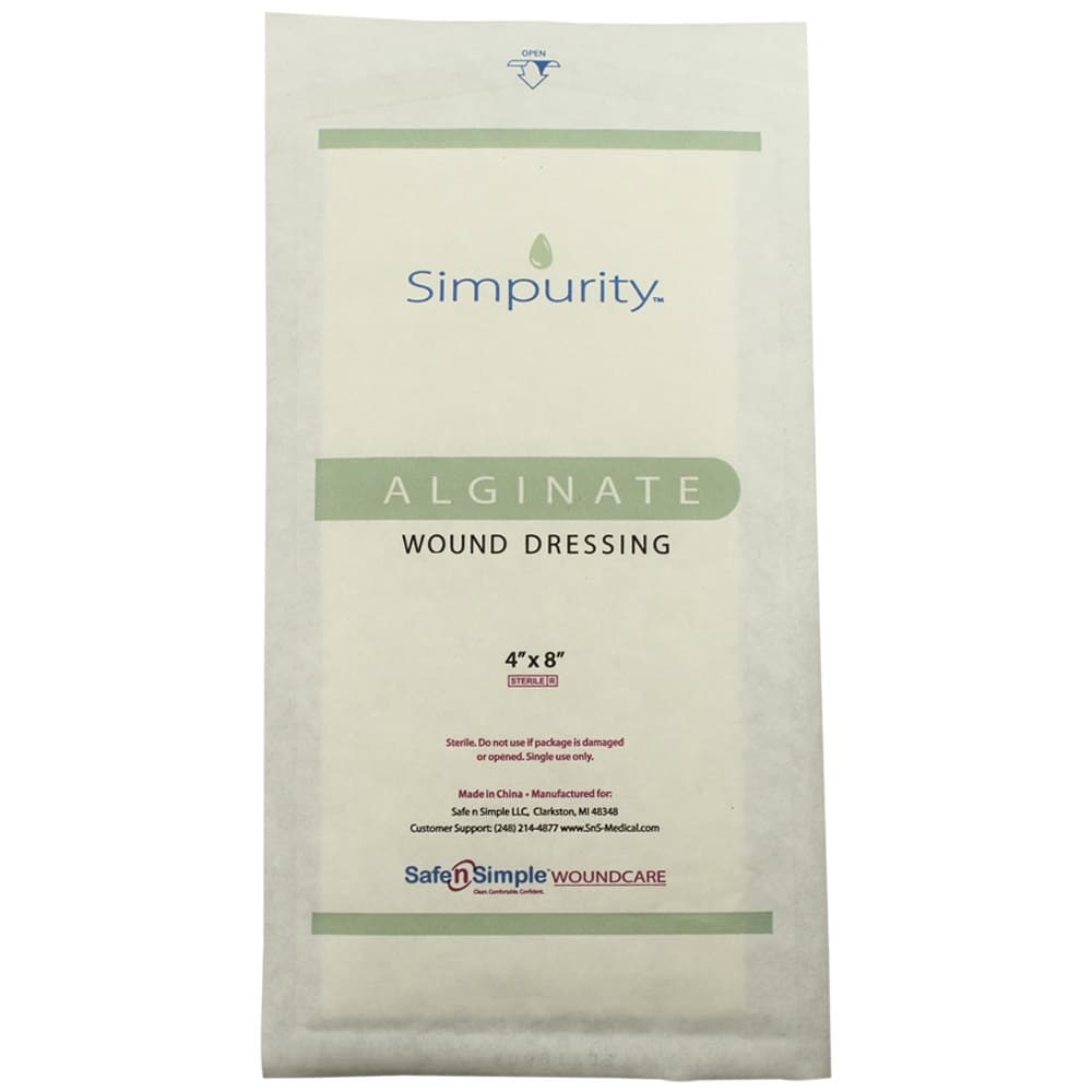 Simpurity Calcium Alginate Wound Dressing, 4 x 8 Inch, Sterile - Each - Image 1