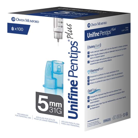 Owen Mumford Unifine Pentips Plus Pen Needle, 31G x 5mm - Box of 100 - Image 1