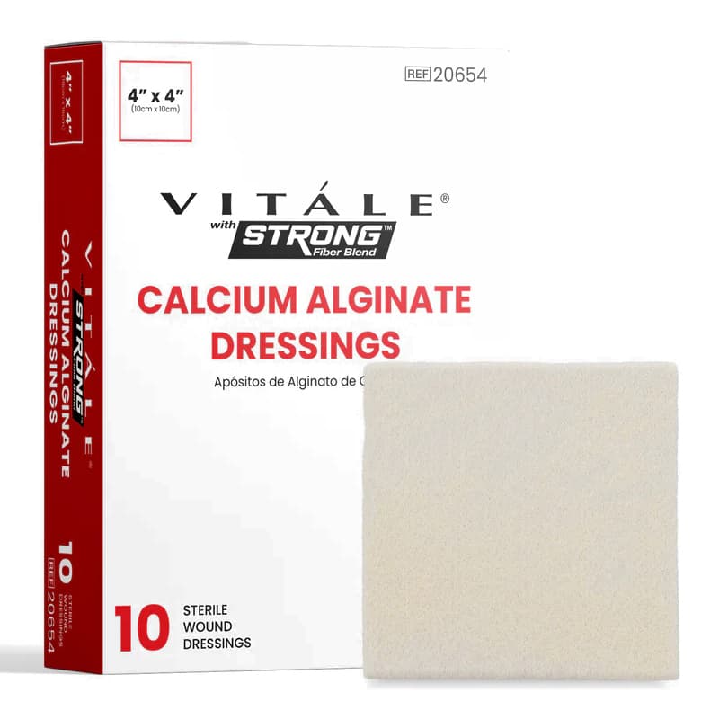 Vitale STRONG Calcium Alginate Dressings, 4 x 4 Inch - Box of 10 - Image 1