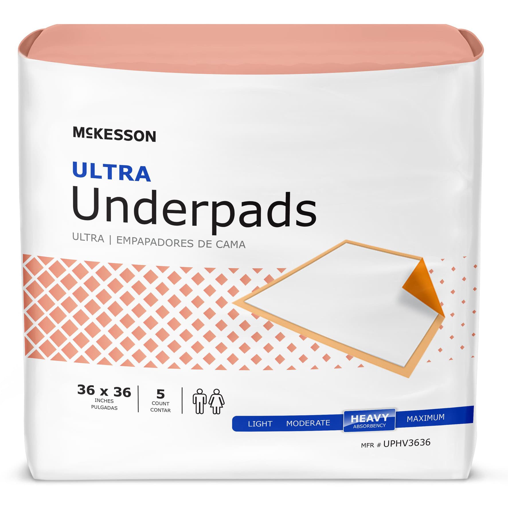 McKesson Ultra Incontinence Underpads, 36 x 36 Inch - Bag of 5 - Image 1