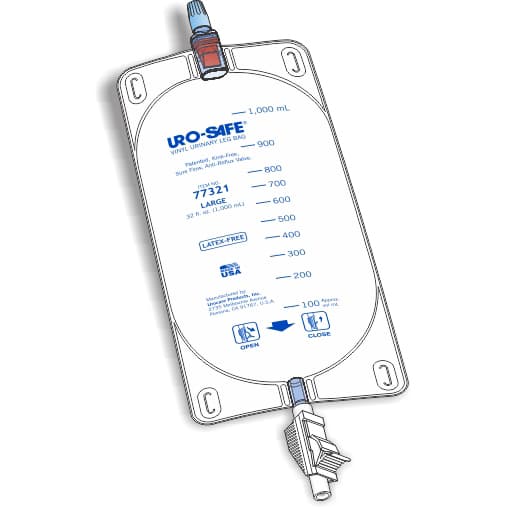 Uro-Safe Disposable Vinyl Urinary Leg Bag, Semi-Transparent