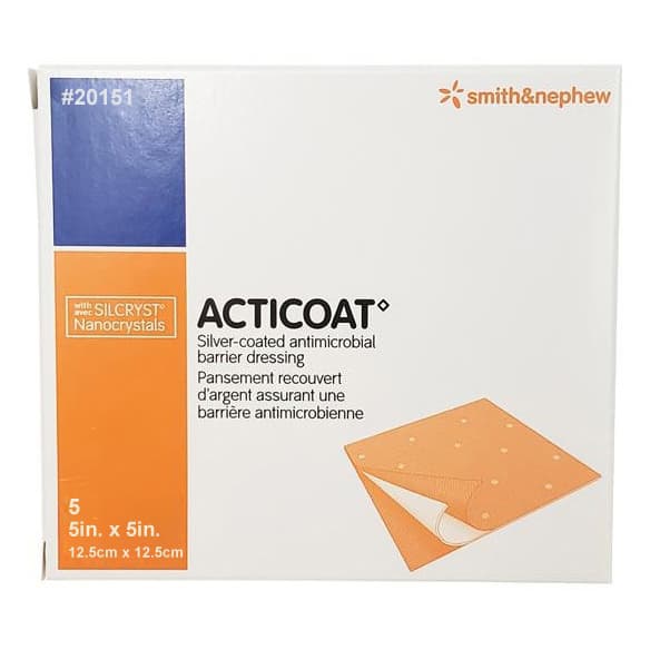 Acticoat Antimicrobial Barrier Burn Dressing, 5" x 5" - Box of 5 - Image 1