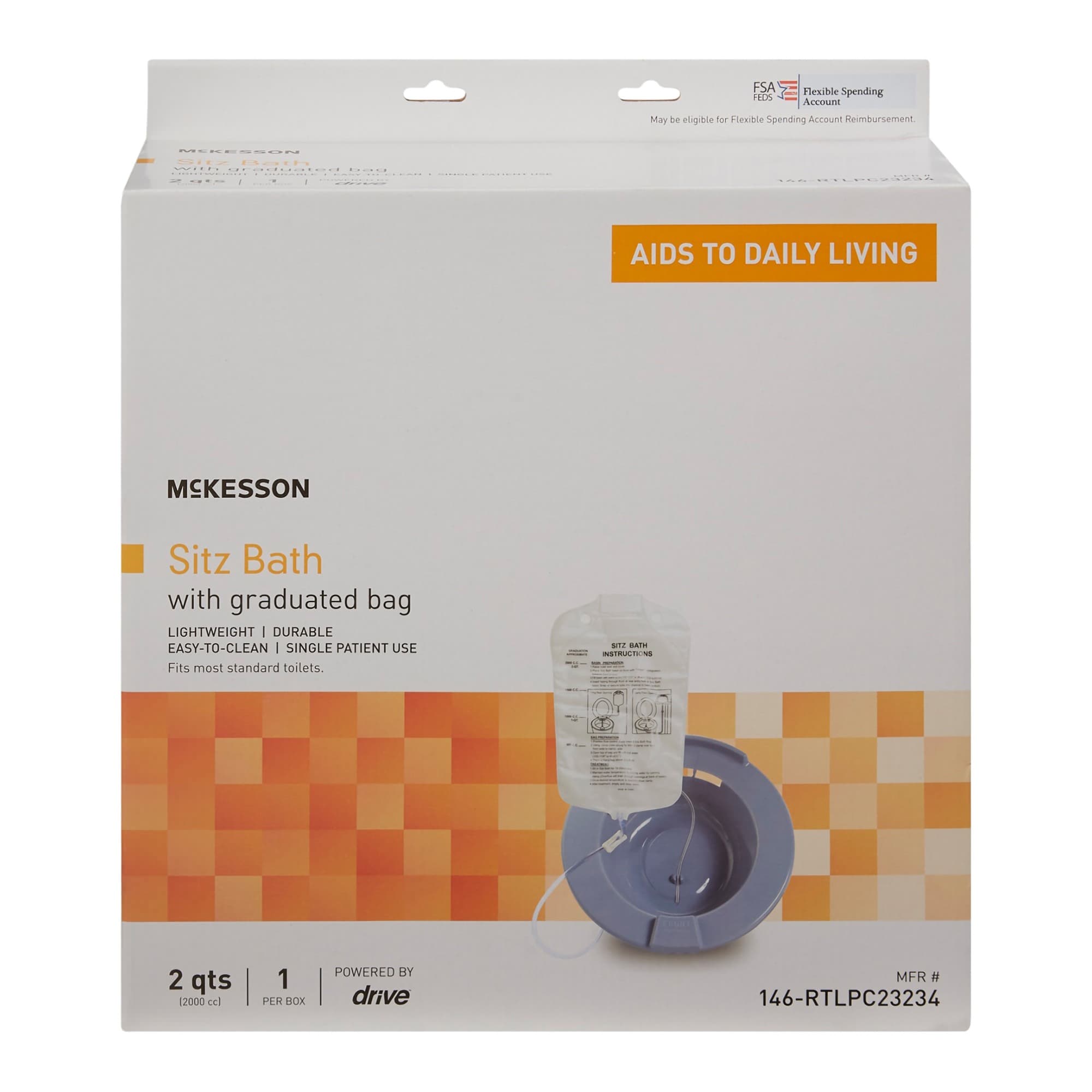 McKesson Sitz Bath 2000 mL Bag Gray Round - Image 2