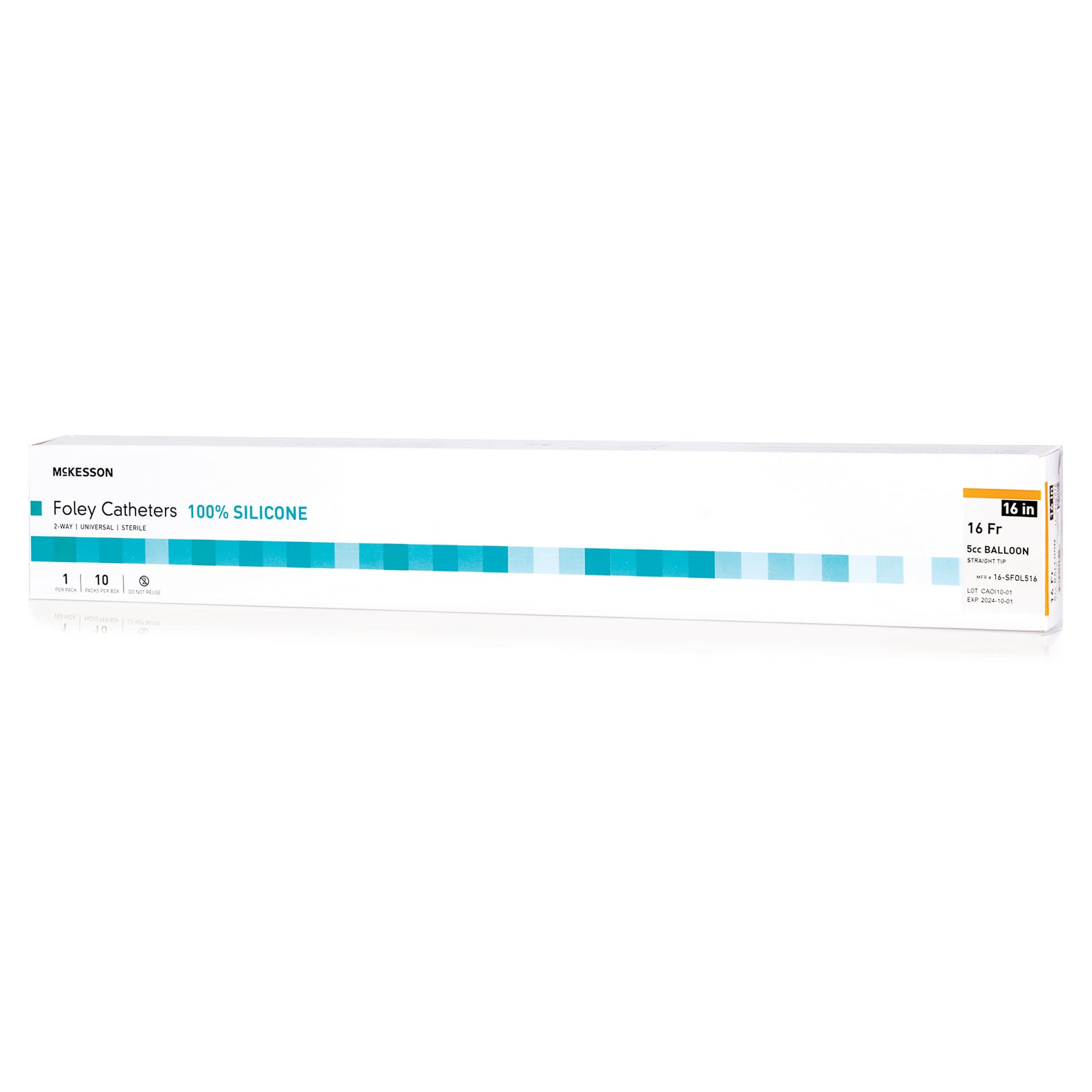 McKesson Foley Catheter Sterile 2-Way Silicone, Orange, 16 Fr, Standard Tip - Box of 10 - Image 1