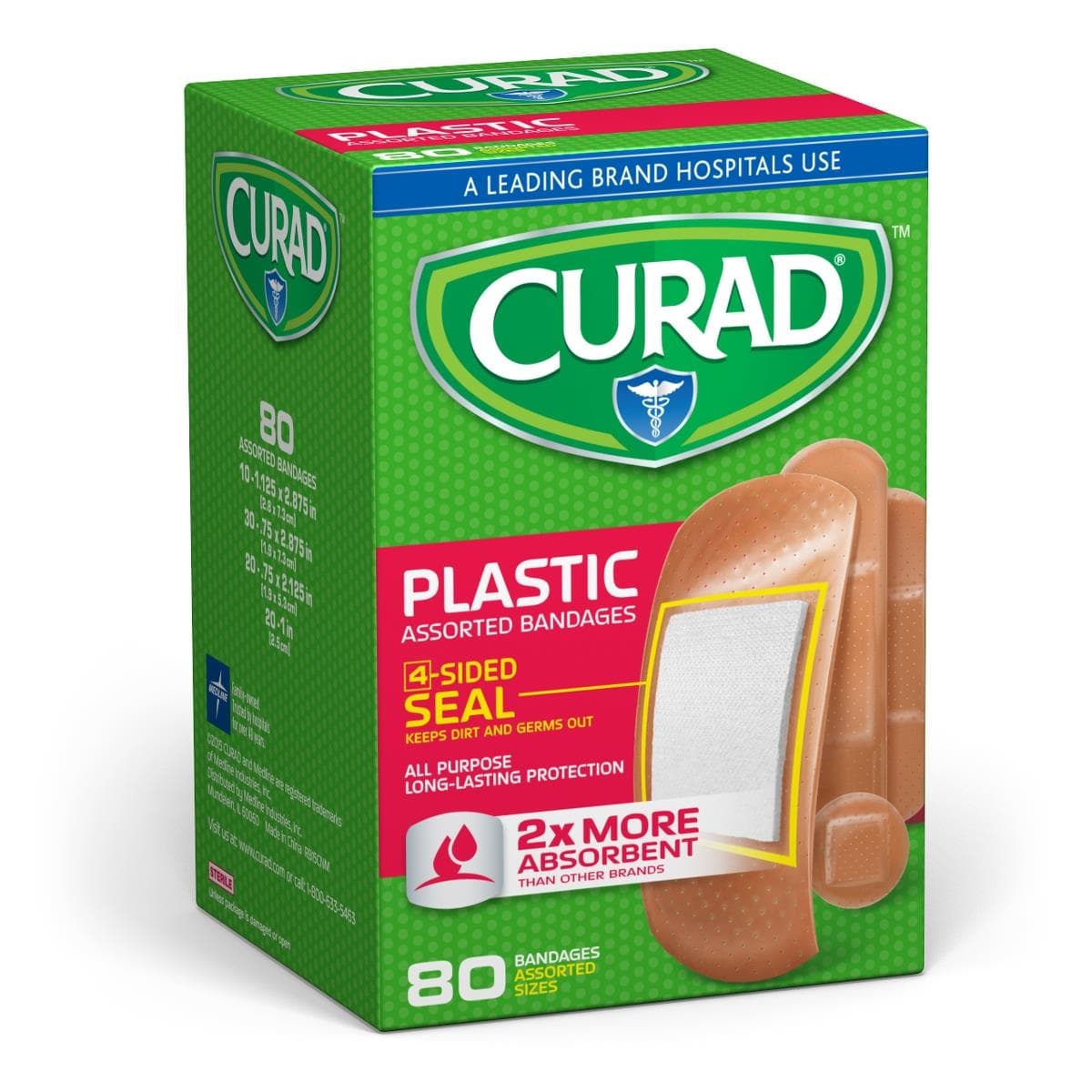 Curad Plastic Adhesive Bandages, Assorted Sizes - Case of 1920 - Image 1