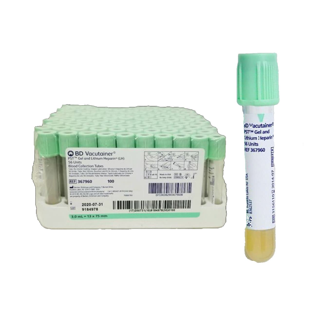 BD Vacutainer PST Venous Blood Collection Tube Lithium Heparin Separator Gel - Image 1
