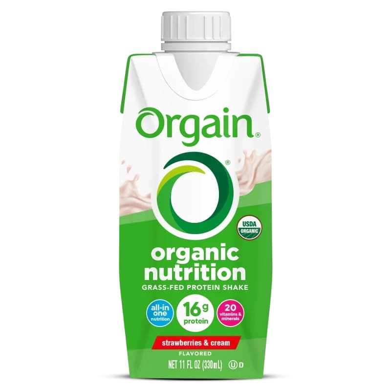 Orgain Organic Nutritional Shake, Strawberries and Cream, 11 oz - Each - Image 1