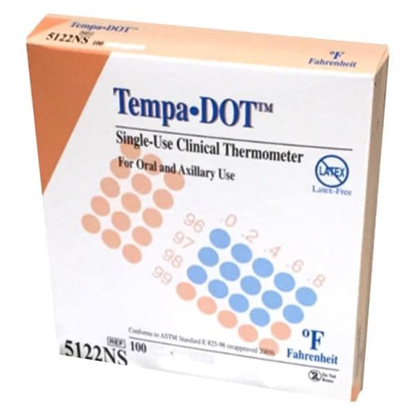 Tempa DOT Disposable Clinical Thermometers - Box of 100 - Image 1