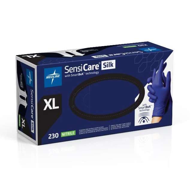 Sensicare Silk Nitrile Exam Gloves with Smartbox Technology, Extra Large - Case of 2300 - Image 1