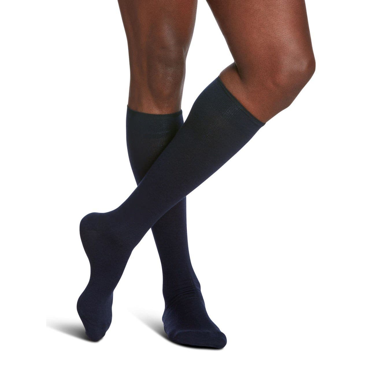Sigvaris Womens All Season Merino Wool Calf High Socks, 15-20mmHg, Size B, Navy - Pair - Image 1