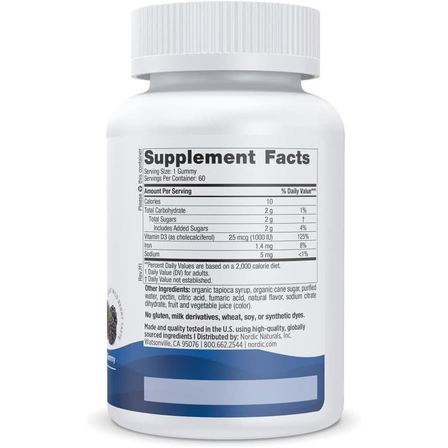 Nordic Naturals Vitamin D3 Gummies, Wild Berry - Bottle of 60 - Image 2