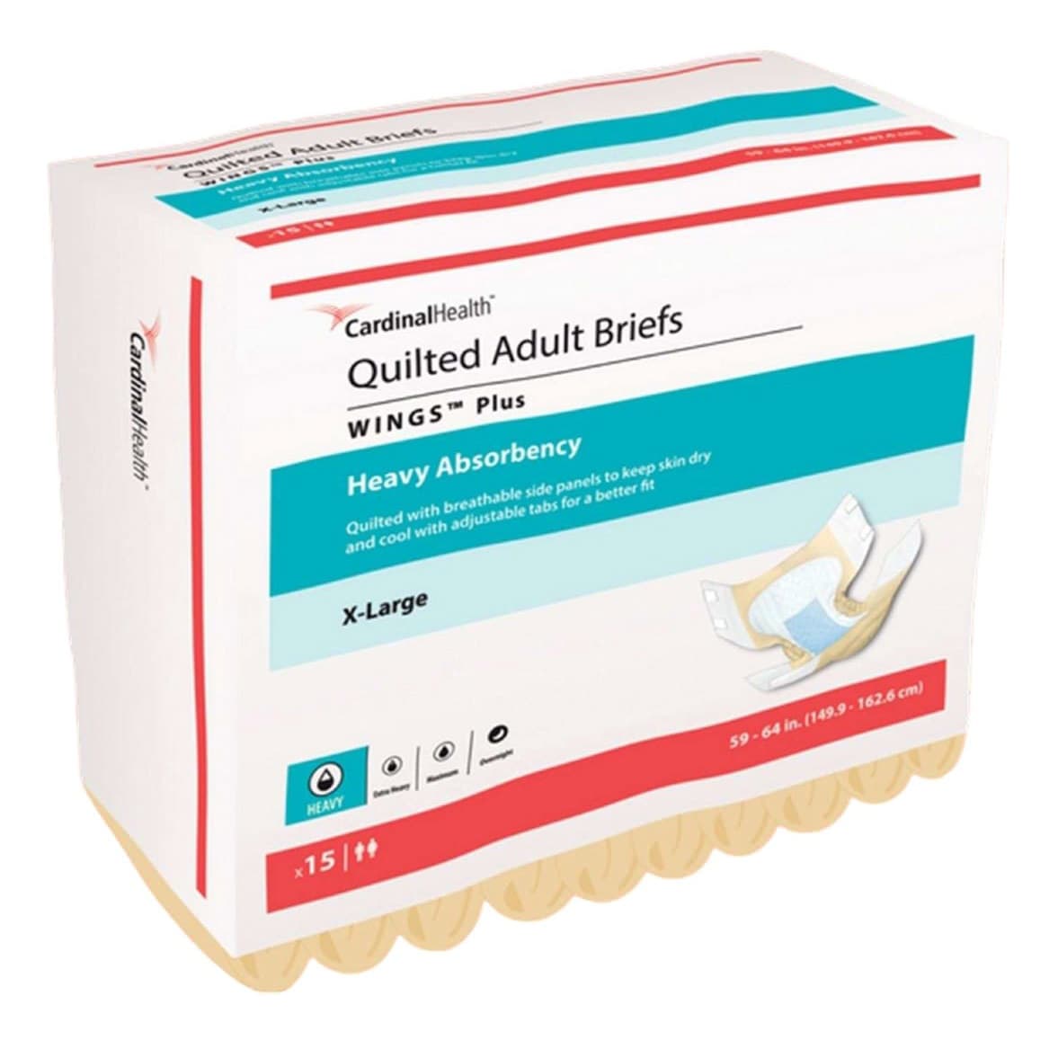 Cardinal Health Wings Plus Quilted Adult Brief with BreatheEasy Technology - Image 4