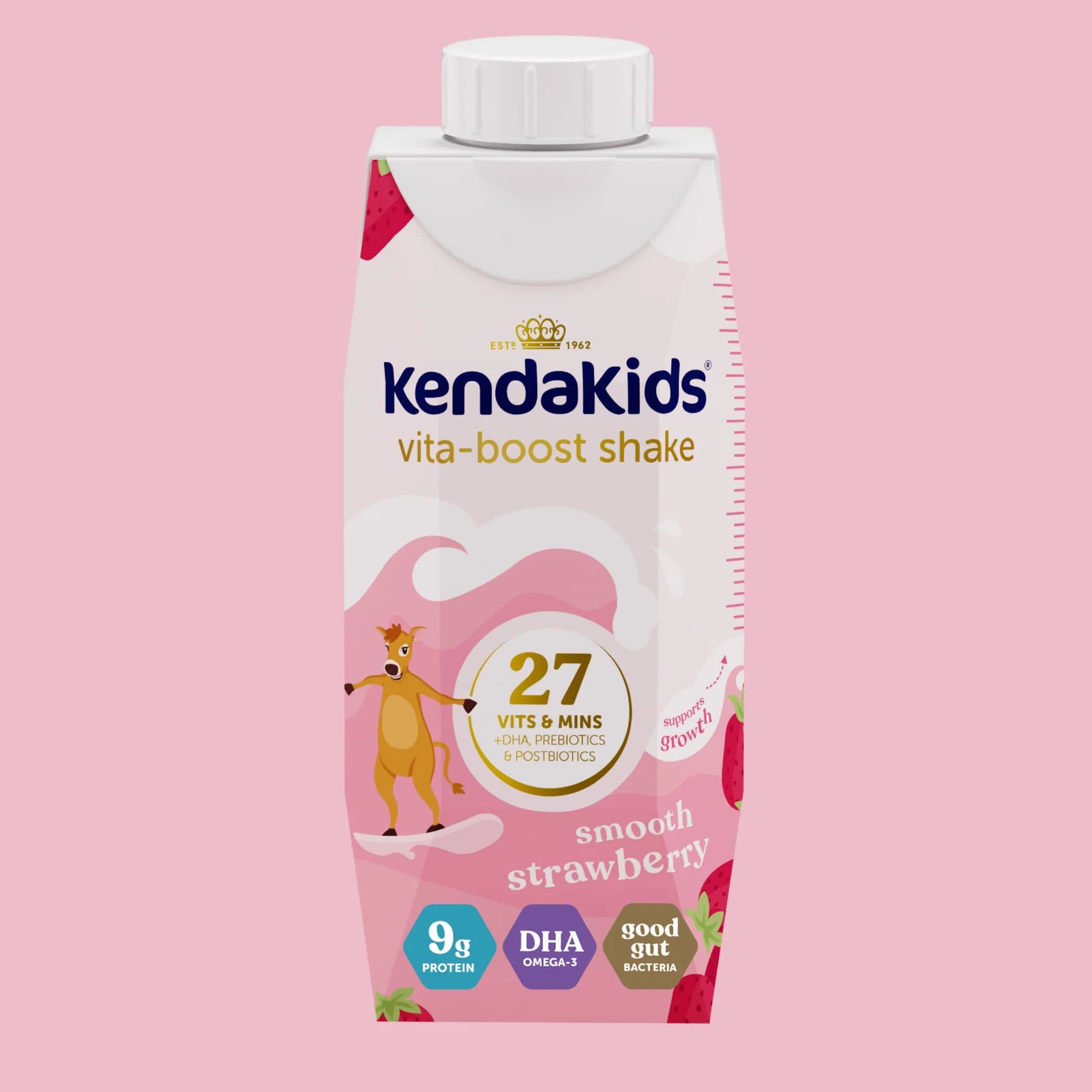 KendaKids Complete Nutrition Shake, Smooth Strawberry, 8 Oz - Package of 6 - Image 1