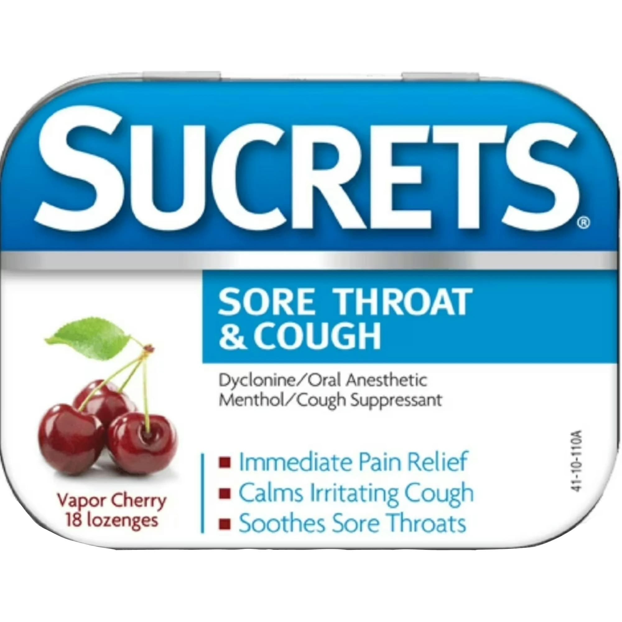 Sucrets Vapor Cherry Sore Throat and Cough Lozenges - Box of 18 - Image 1