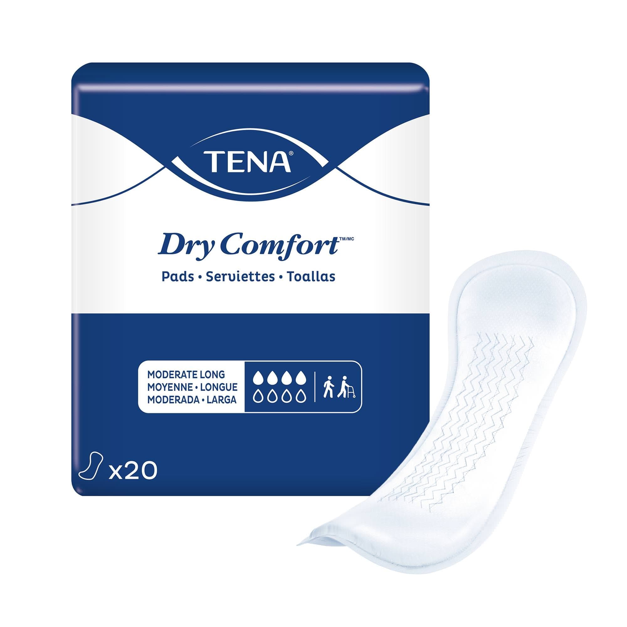 Tena Dry Comfort Pads, Moderate Absorbency, Long - Package of 20 - Image 1