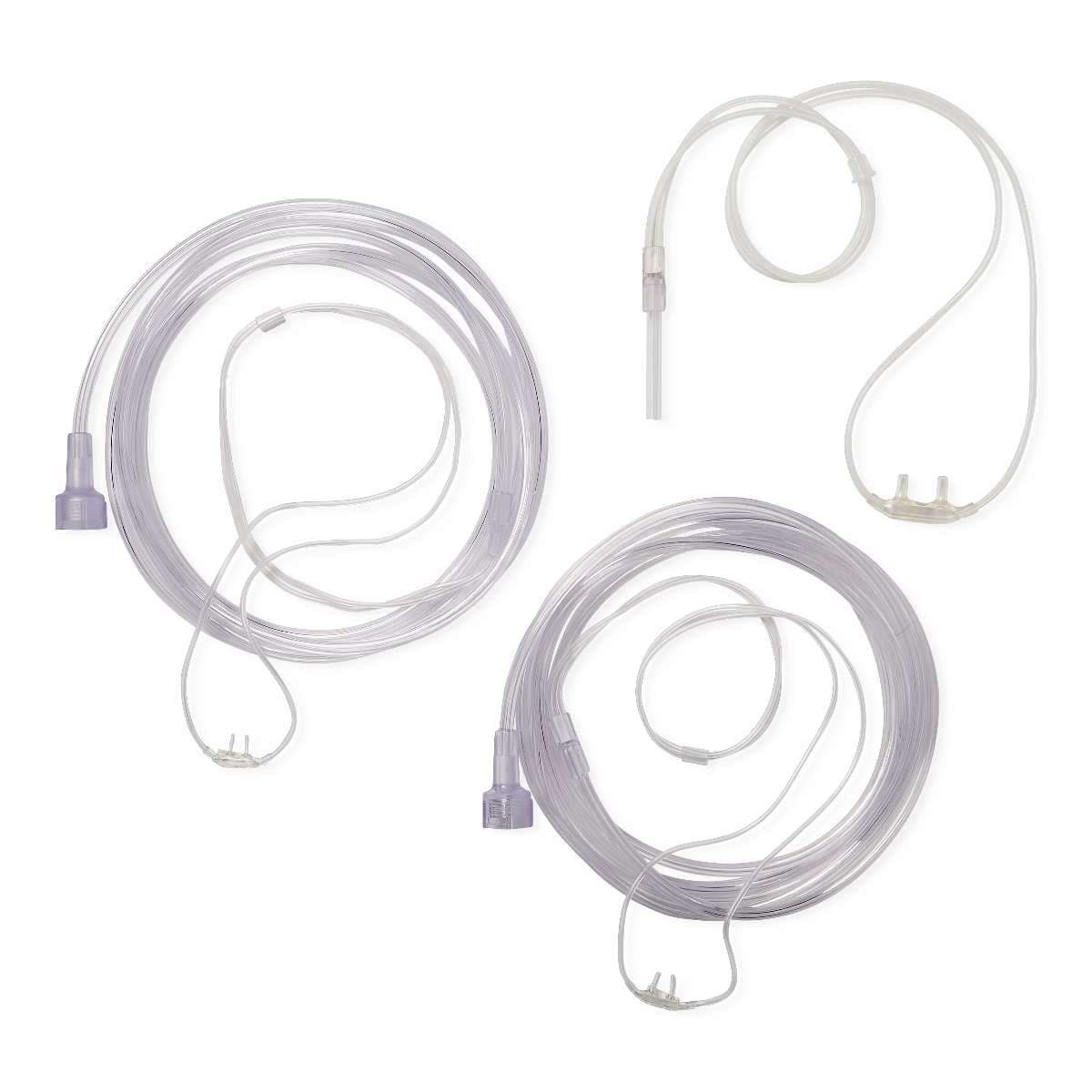 Medline SuperSoft Curved Nasal Oxygen Cannula with Standard Connector for Adults with 4' Tubing - Case of 50 - Image 1