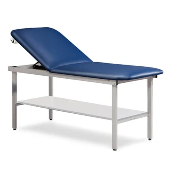 Clinton Alpha Express Treatment Table with Adjustable Back and Full Shelf, Royal Blue, 27" W x 72" L x 31" H - Image 1