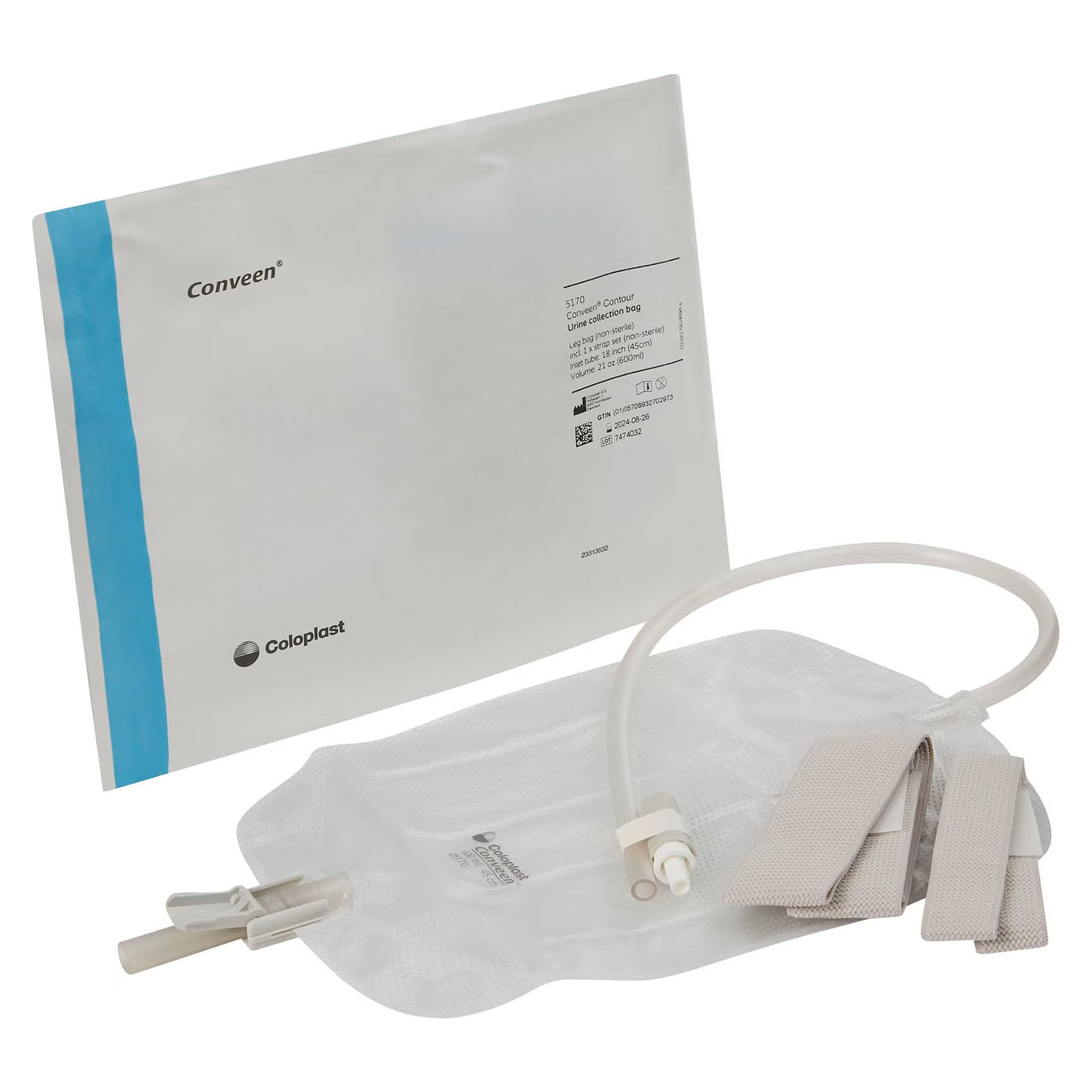 Conveen Security + Contoured Leg Bag, 18", 600 ml - Each - Image 1