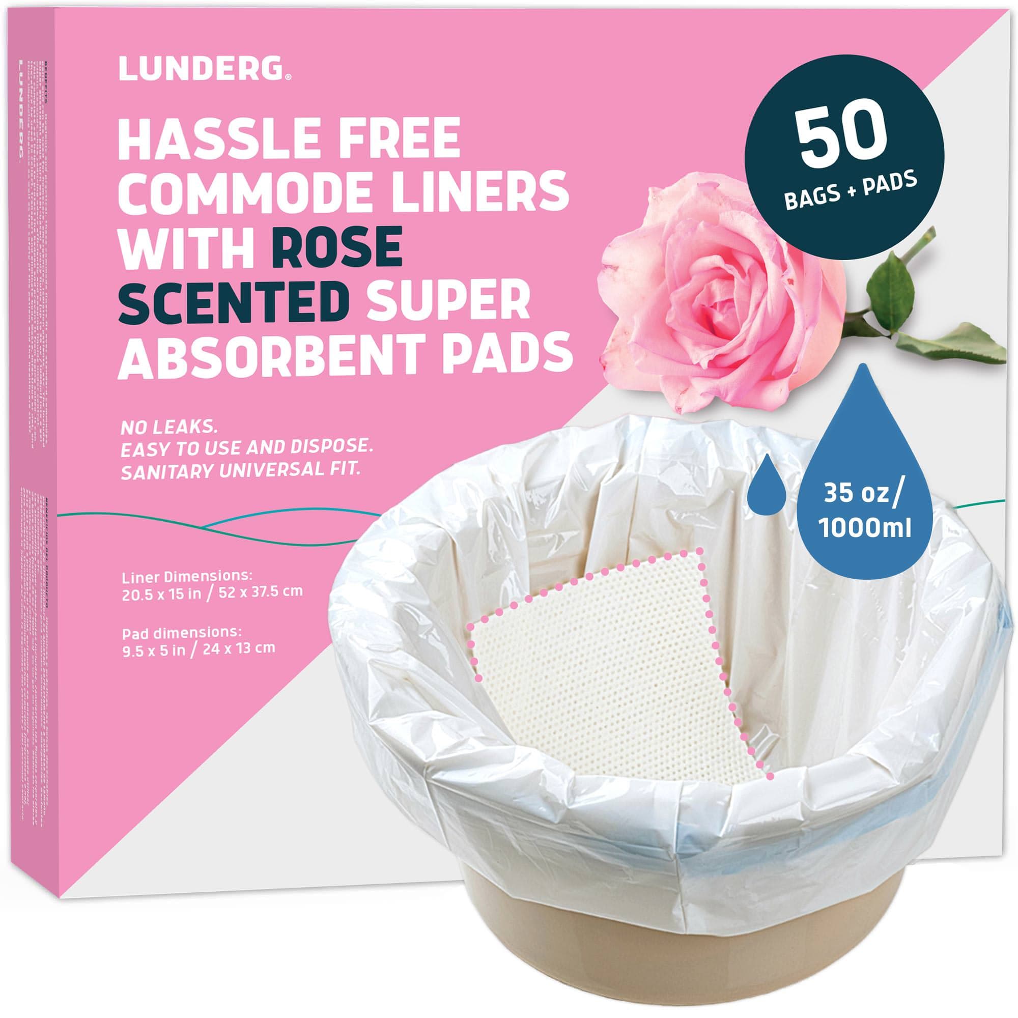 Lunderg Commode Liners with Absorbent Pads, 50/Pack, Rose - Image 1