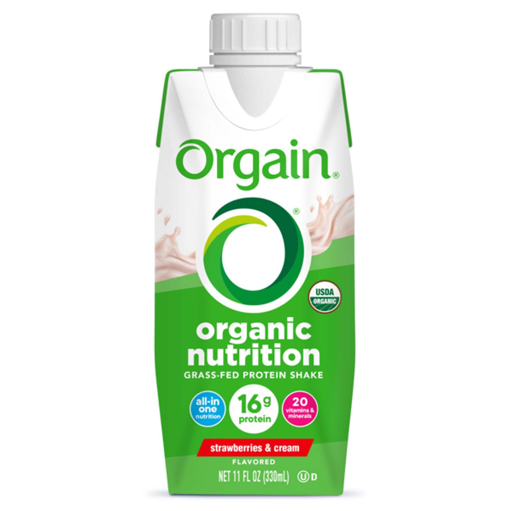 Orgain Organic Nutritional Shake, Strawberries and Cream, 11 oz - Case of 12 - Image 1