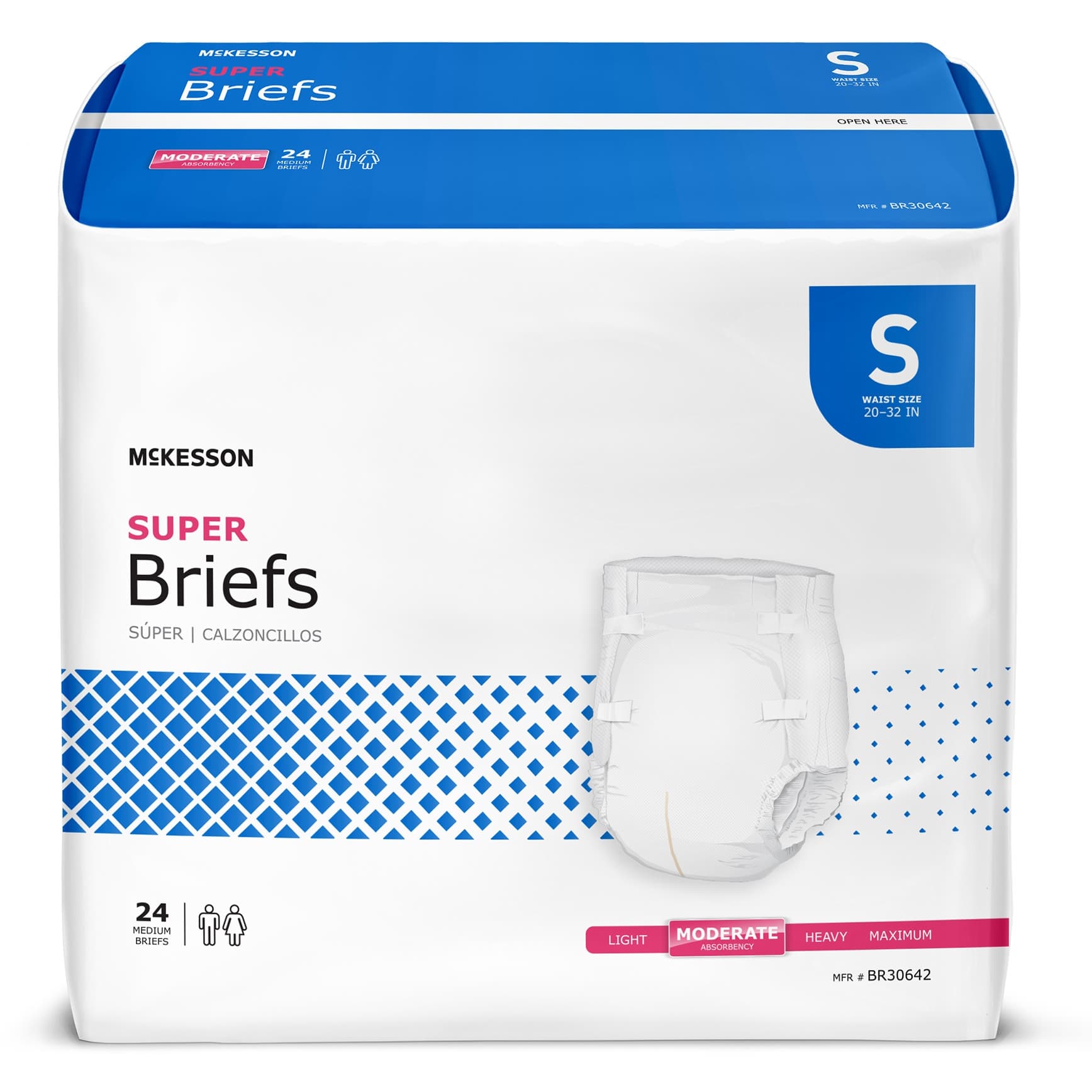 McKesson Super Incontinence Briefs, Small - Bag of 24 - Image 1
