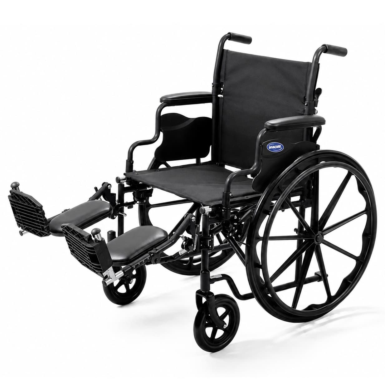 Invacare EasyGlide™ Manual Wheelchair, 20”W Seat, Elevated Legrests - Black - Image 1