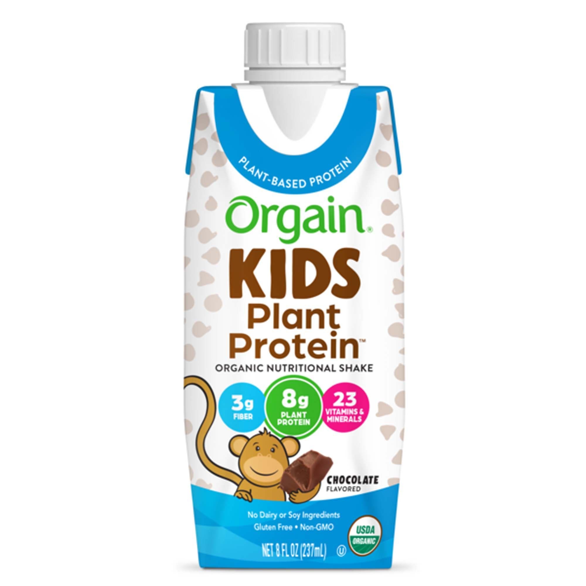 Orgain Kids Plant Protein Organic Nutrition Shake, Chocolate, 8 fl oz - Case of 12 - Image 1