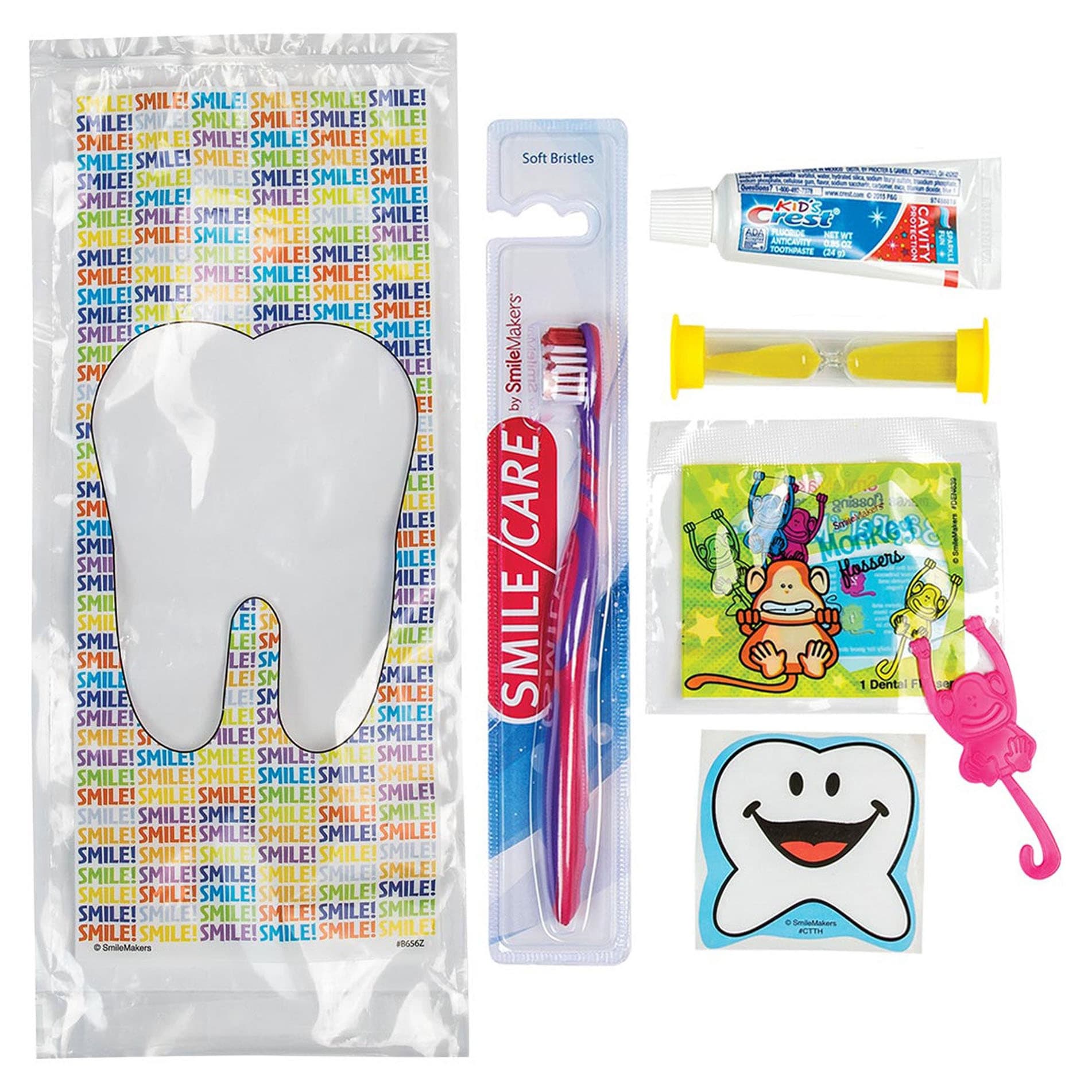 SmileCare Youth Smile! Premium Zippered Bag Dental Kits, 13 3/4" x 5 1/4" - Box of 72 - Image 1