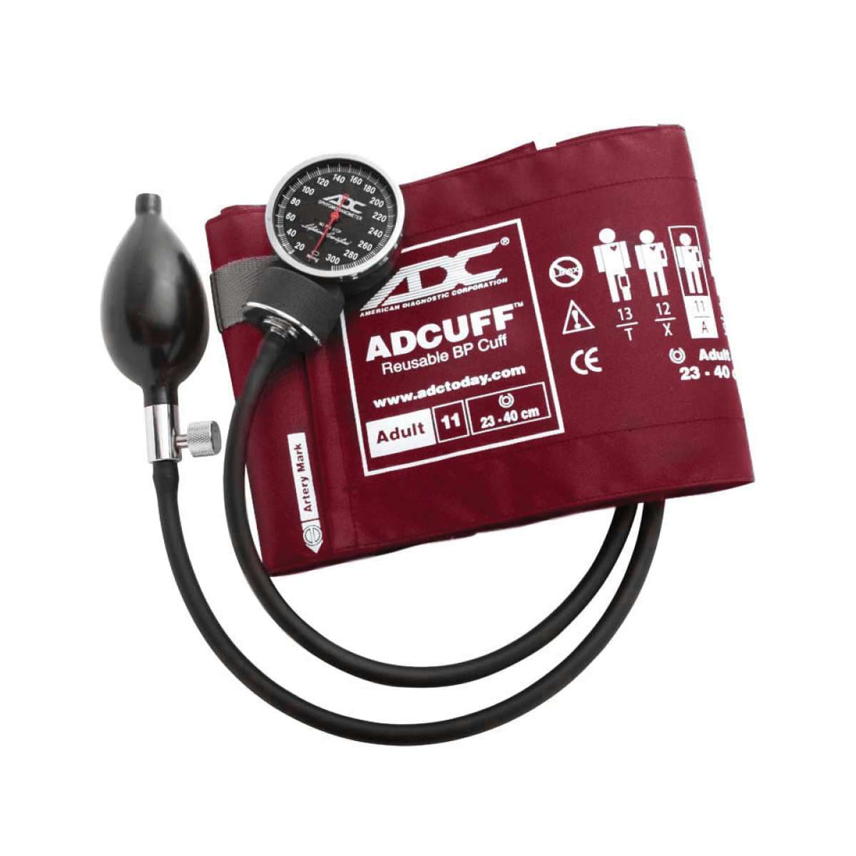 ADC Diagnostix Pocket Aneroid Sphyg, Burgundy, Adult, Each - Image 1