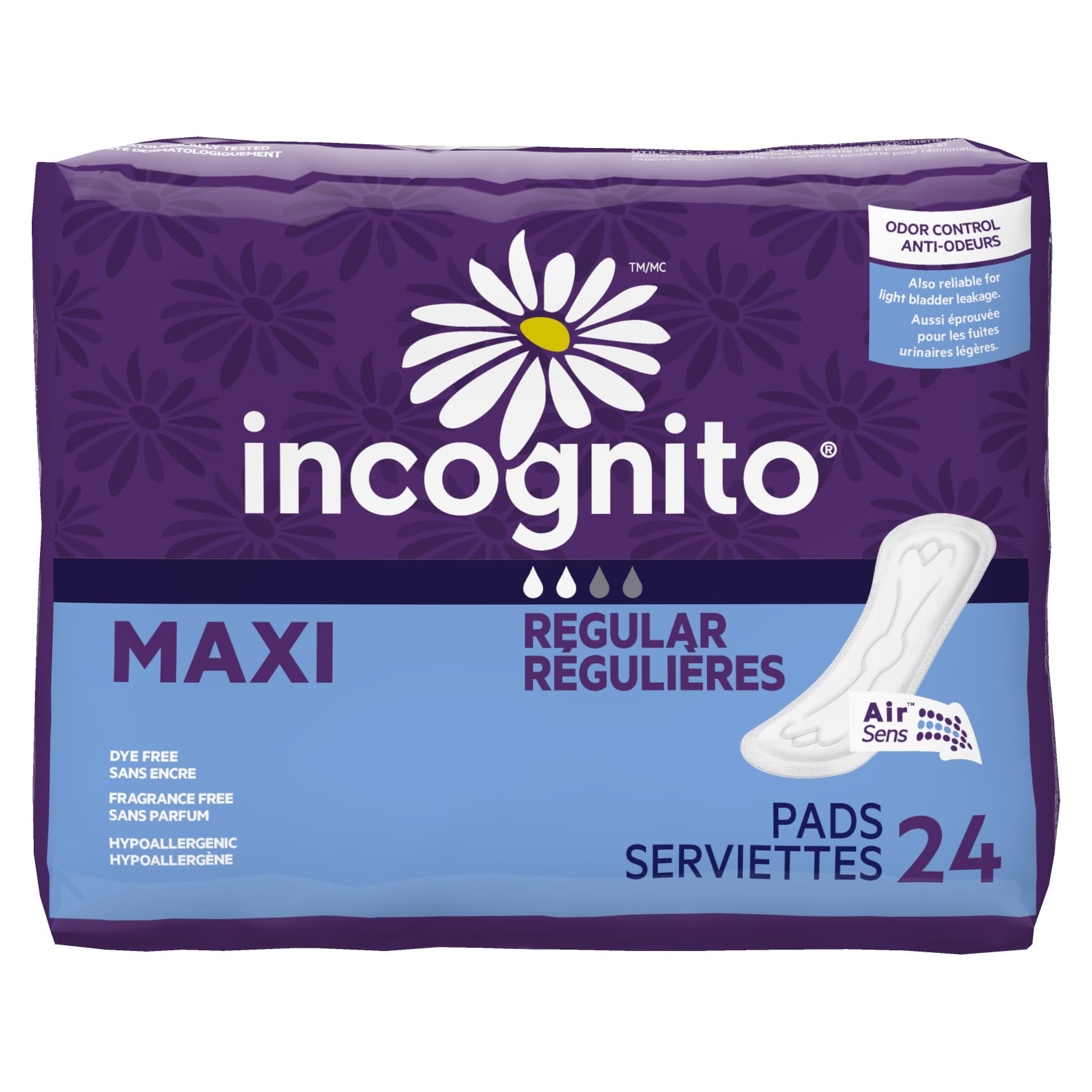 Incognito Maxi Regular Pads - Case of 288 - Image 1