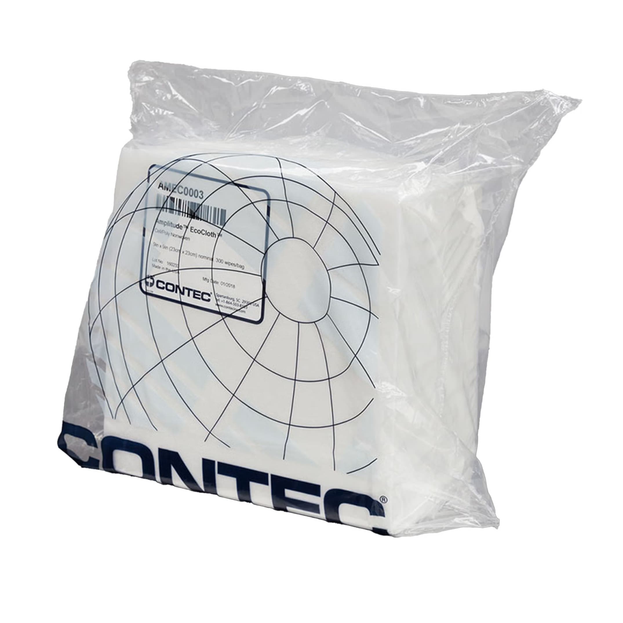 Amplitude EcoCloth Cleanroom Wipe White Bag NonSterile Disposable, 9 x 9 Inch - Case of 3600 - Image 1