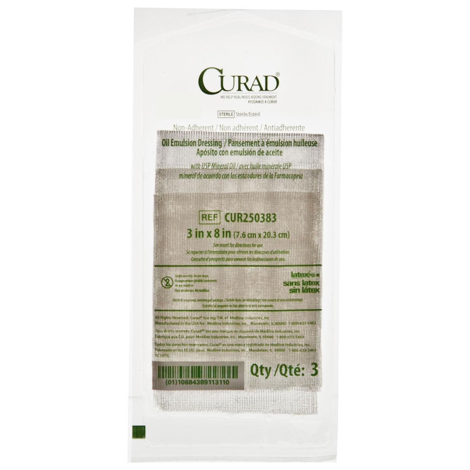 Medline Curad Oil Emulsion Gauze Dressing, Sterile, 3" x 8" - Image 1
