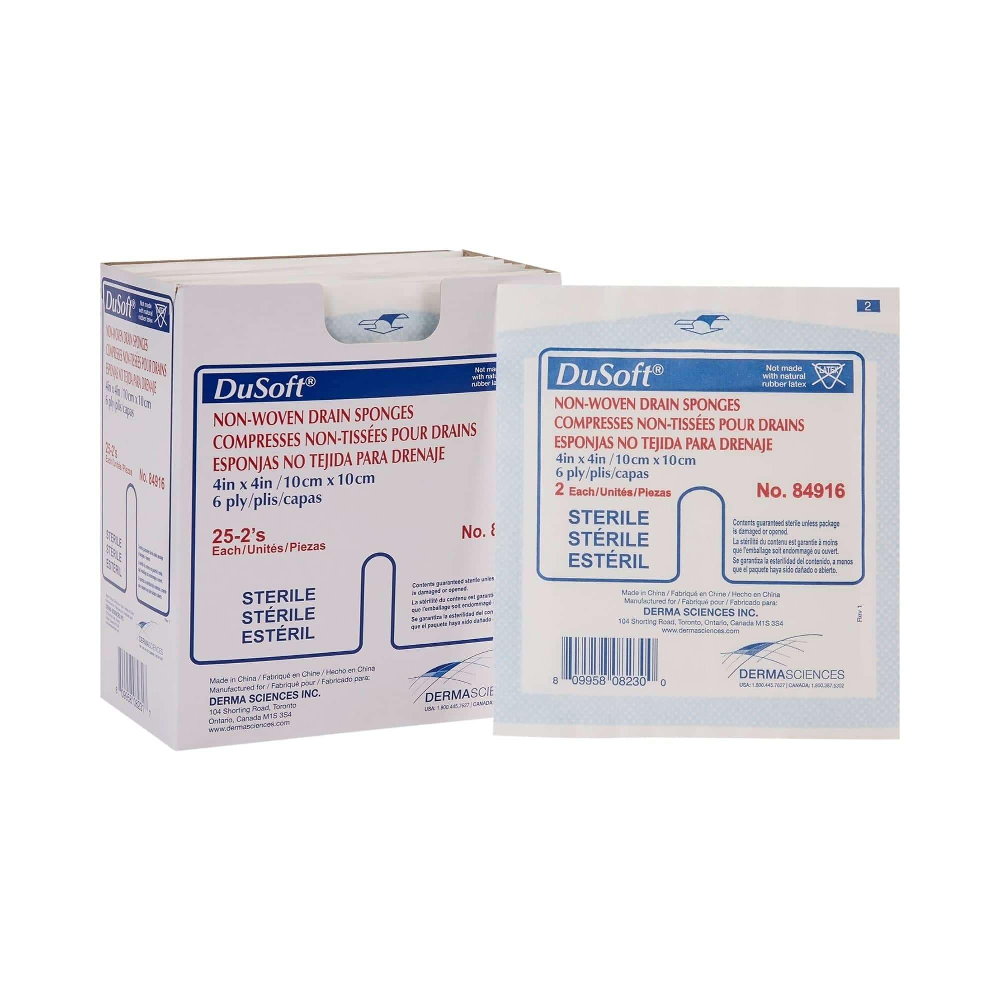 Derma Sciences DuSoft Non-Woven Tracheotomy-Drain Sponge, 2 x 2 Inch - Each - Image 1