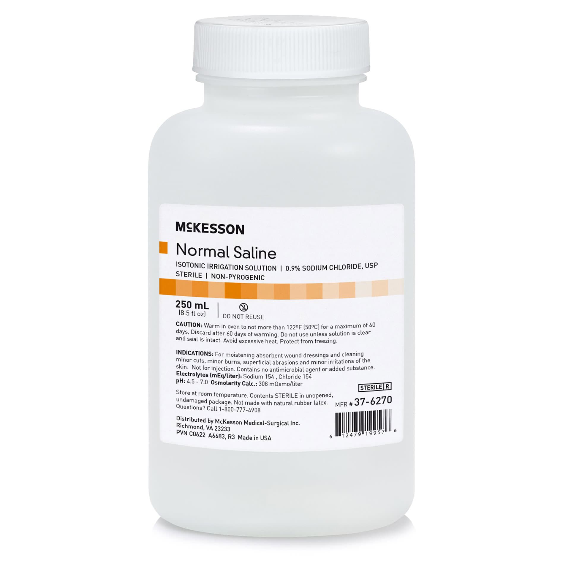 McKesson Irrigation Solution Sterile, Bottle, Screw Top, 250 mL - Case of 24 - Image 1