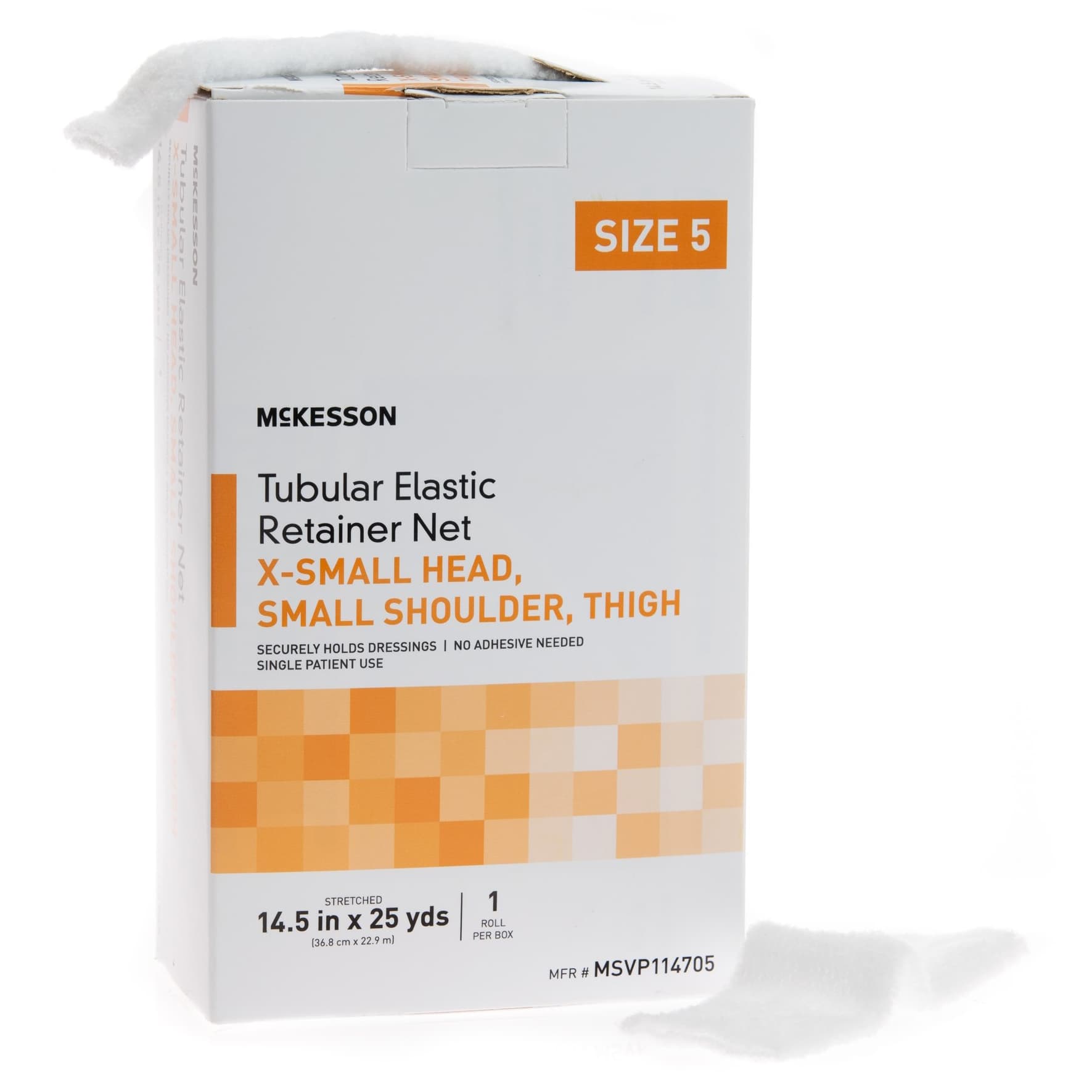 McKesson Elastic Net Retainer Dressing, 14-1/2 Inch x 25 Yard, Size 5, X-Small Head - Case of 10 - Image 1