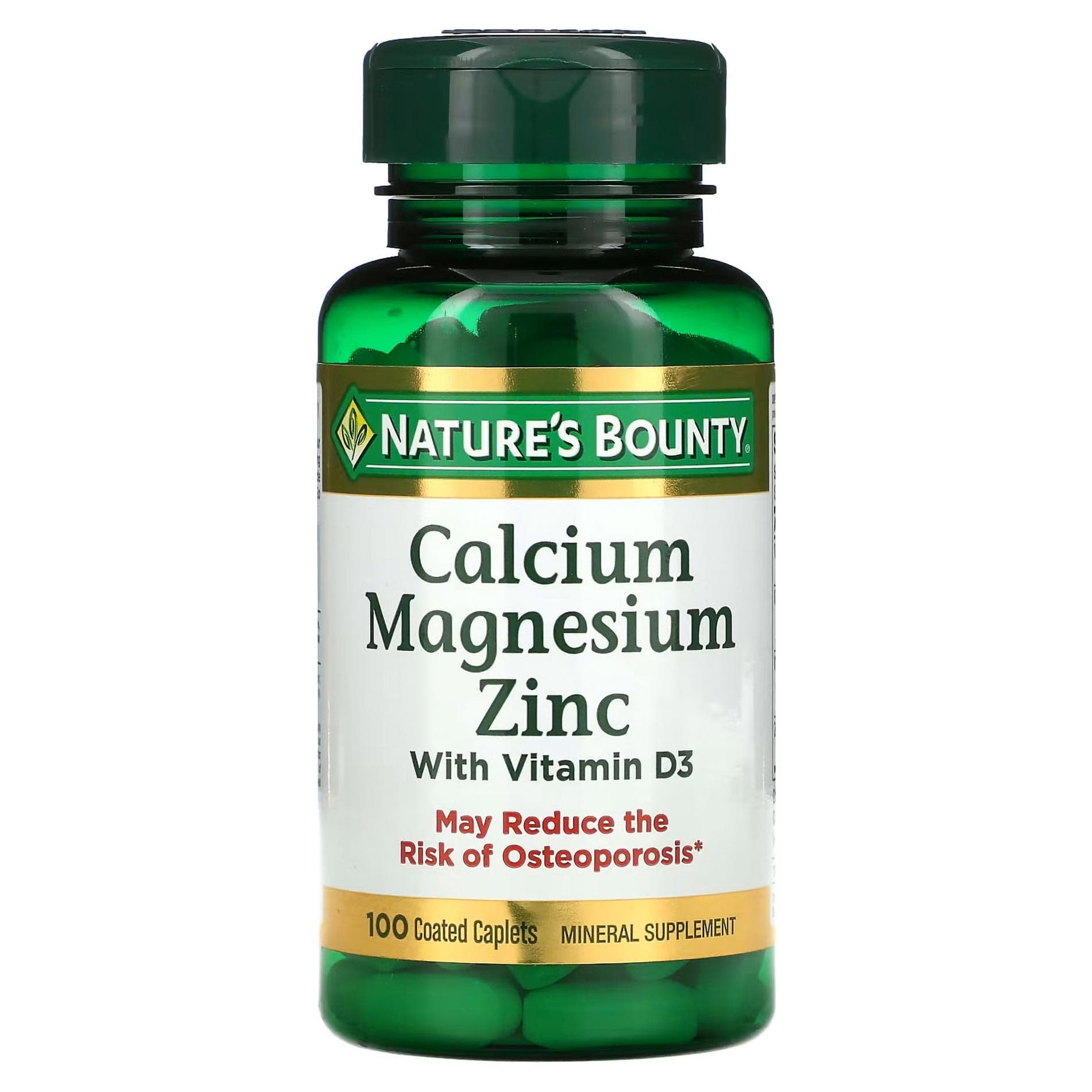 Nature's Bounty Calcium Magnesium Zinc with Vitamin D3 Capsules - Bottle of 100 - Image 1
