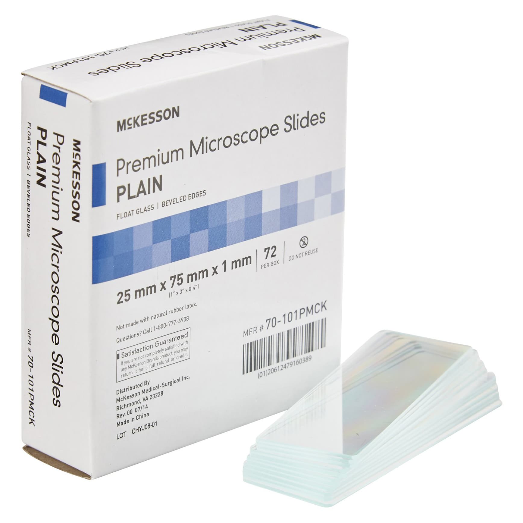 McKesson Microscope Slide, Plain, 25 x 75 x 1 mm, Beveled Edges - Box of 72 - Image 1