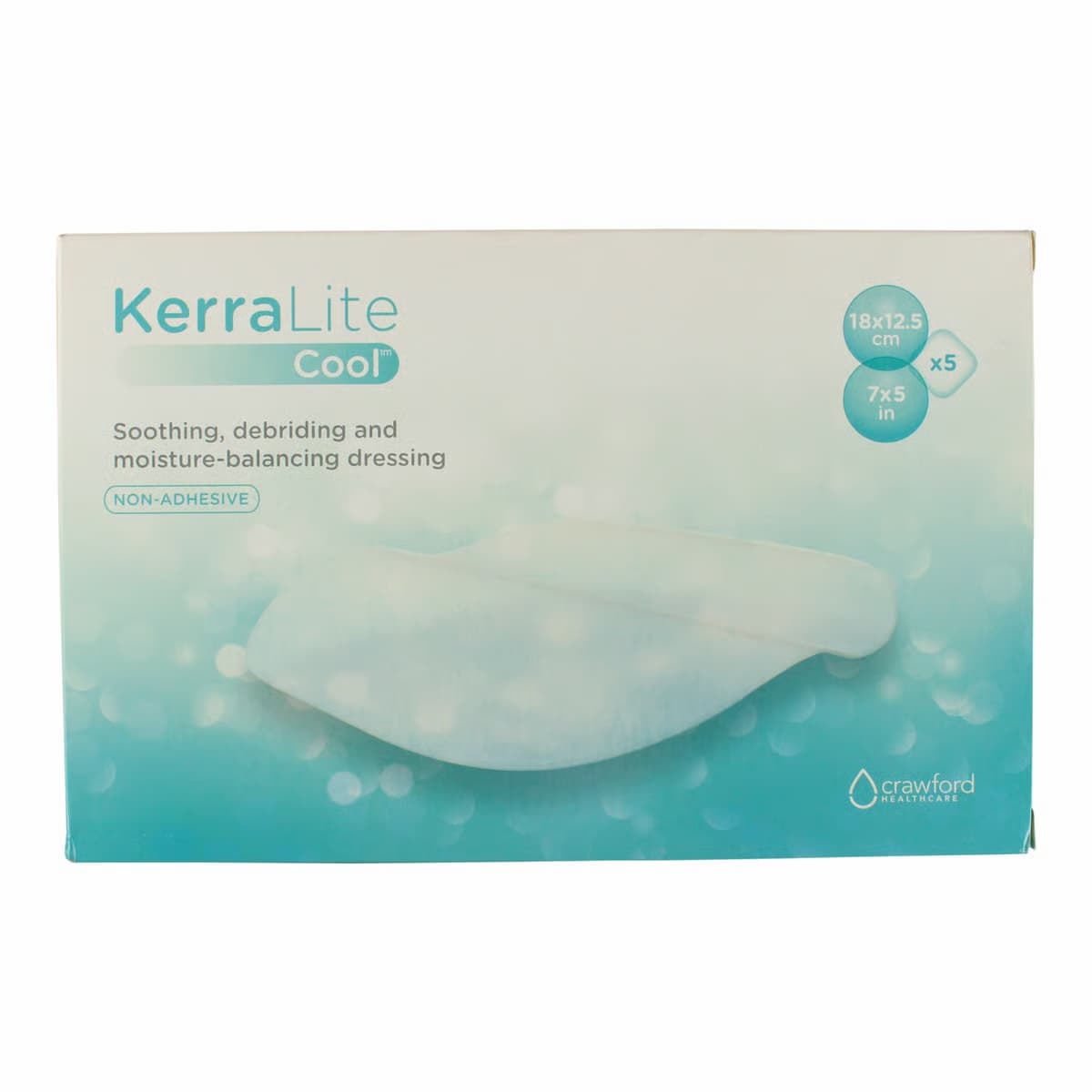 Kerralite Cool Moisture-Balancing Hydrogel Non-Adhesive Dressing, 7" x 5" - Box of 5 - Image 1