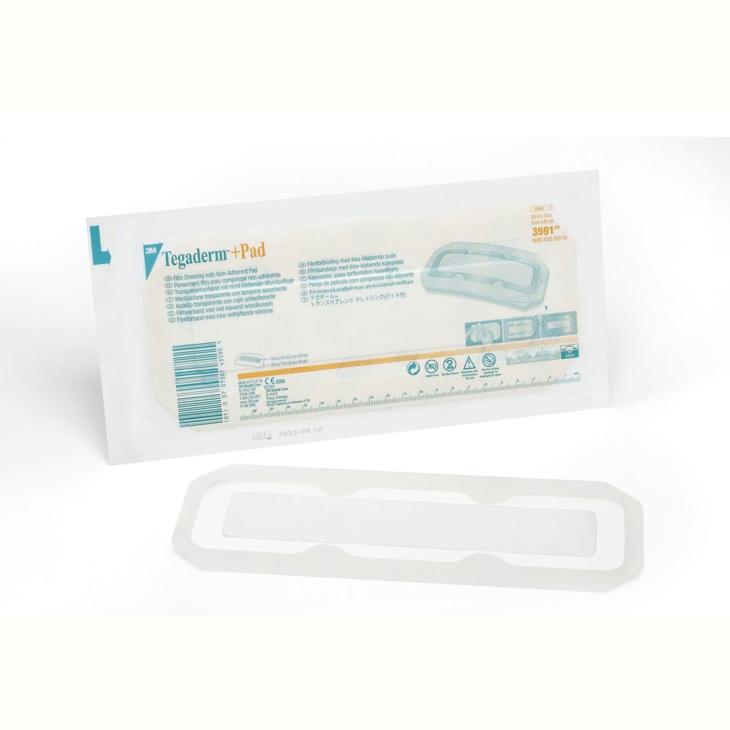 3M Tegaderm Plus Pad Film Dressing, 3-1/2" x 10" - Box of 25 - Image 1