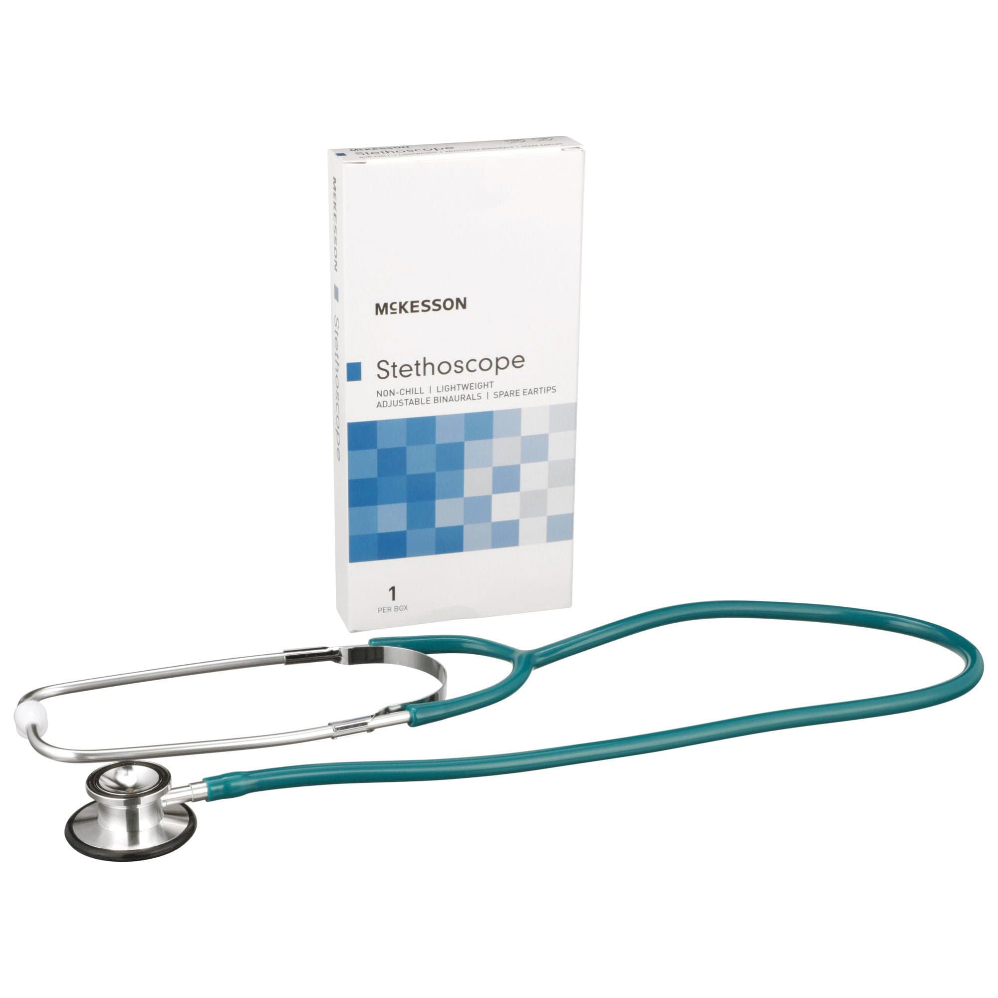 McKesson General Exam Stethoscope, Teal Blue, 22 Inch Tube - Image 1