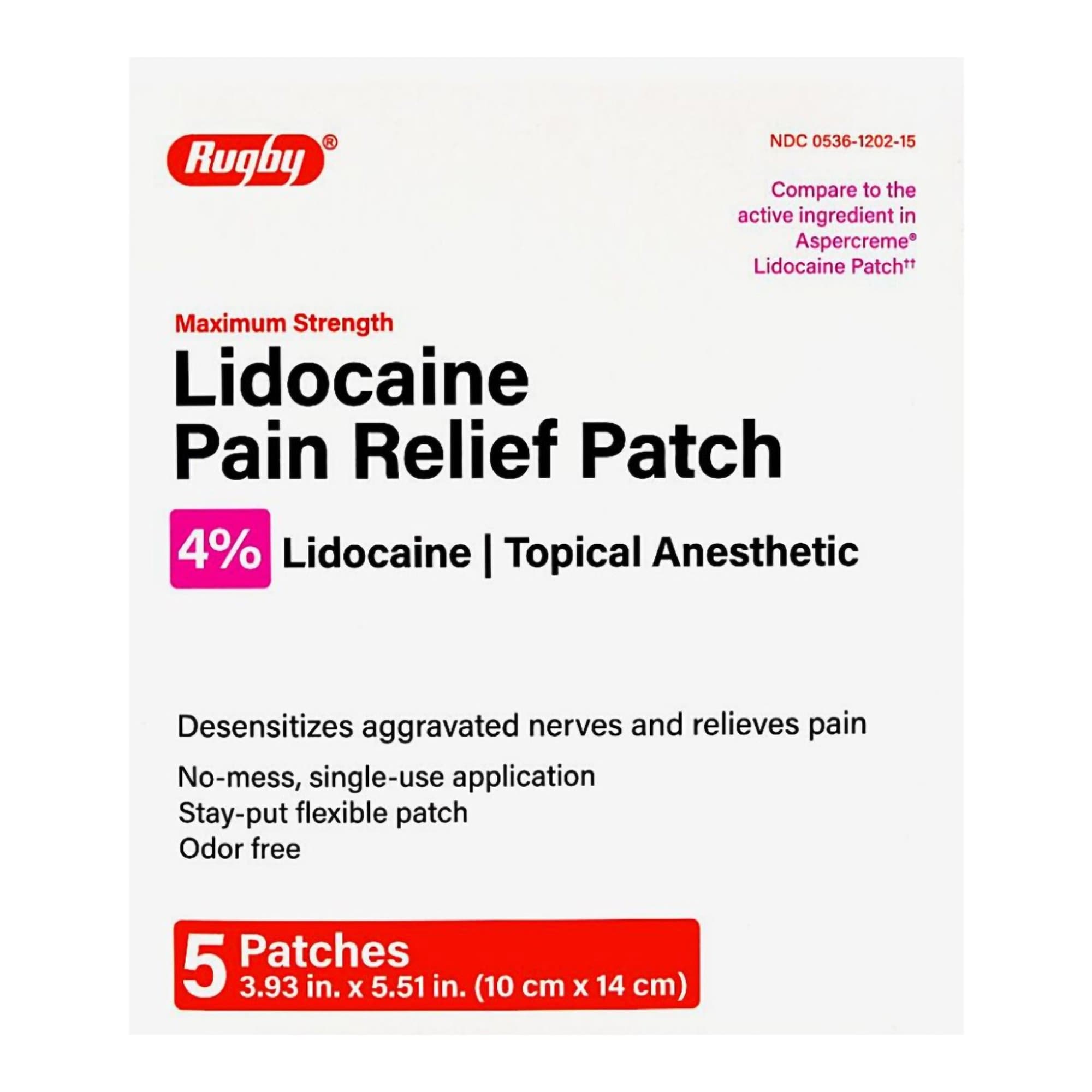 Major Rugby lidocaine pain relief 4% patch
