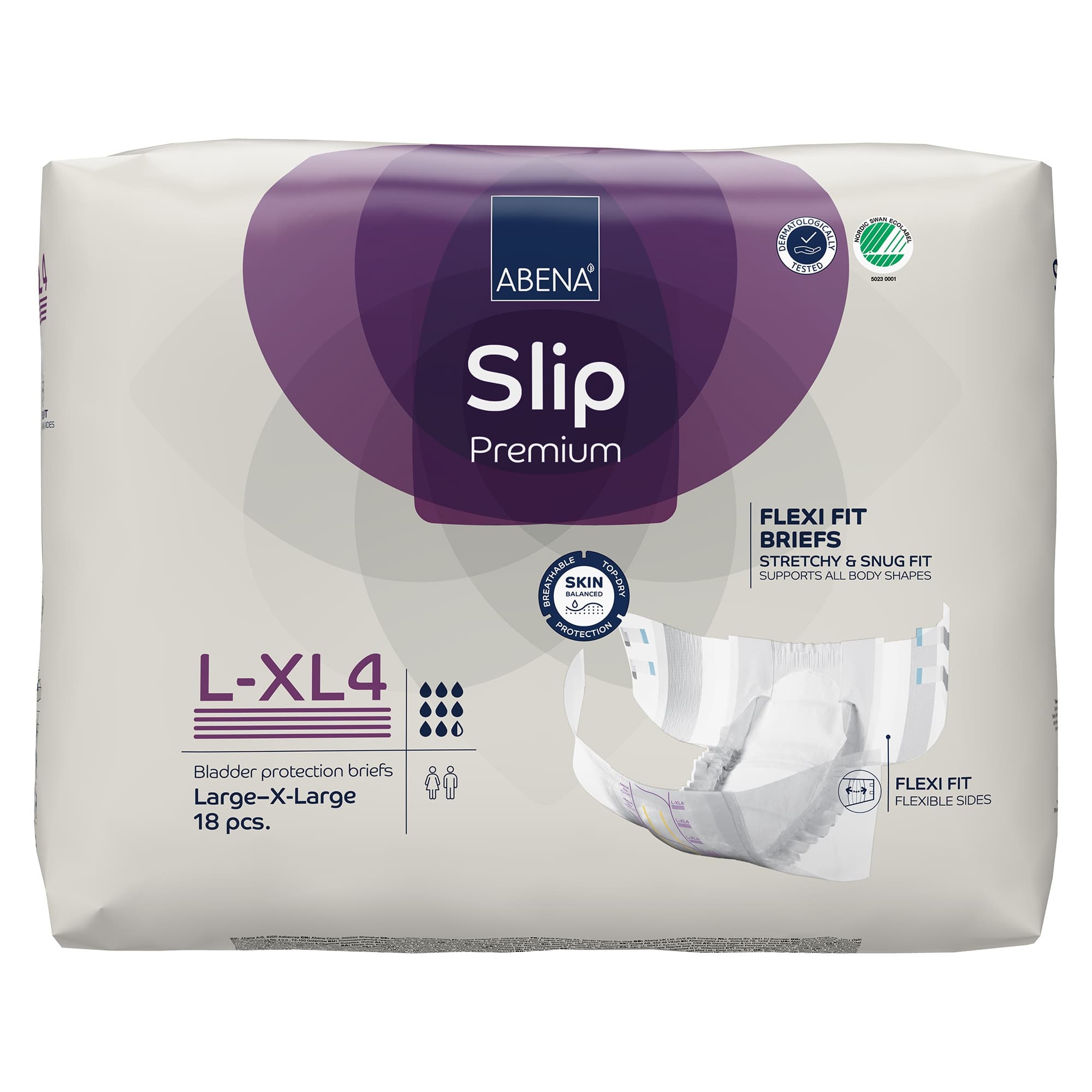 Abena Slip Premium Flexi Fit Briefs, Level 4, Large-Extra Large - Package of 18 - Image 1